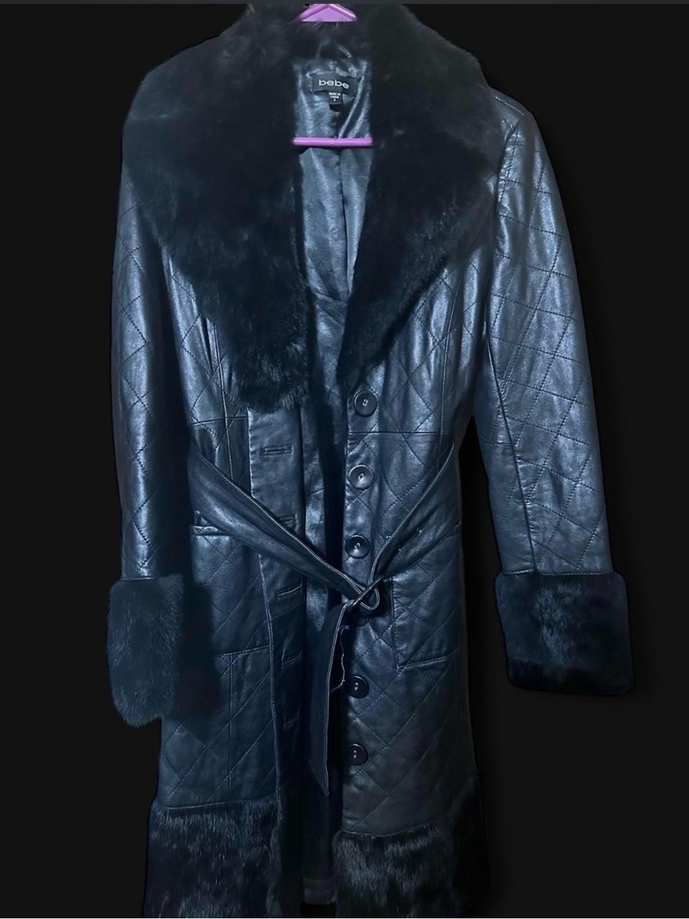 Vintage Bebe black leather coat